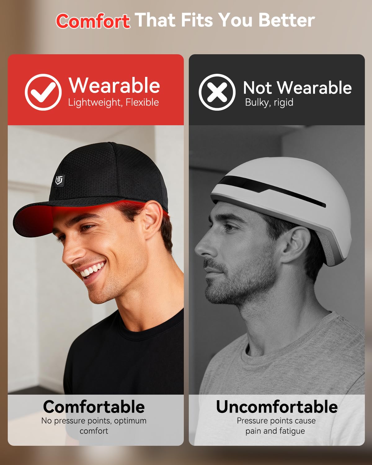 Fonctionnement silencieux de la casquette WEETALL Lumière Rouge pour une utilisation discrète.