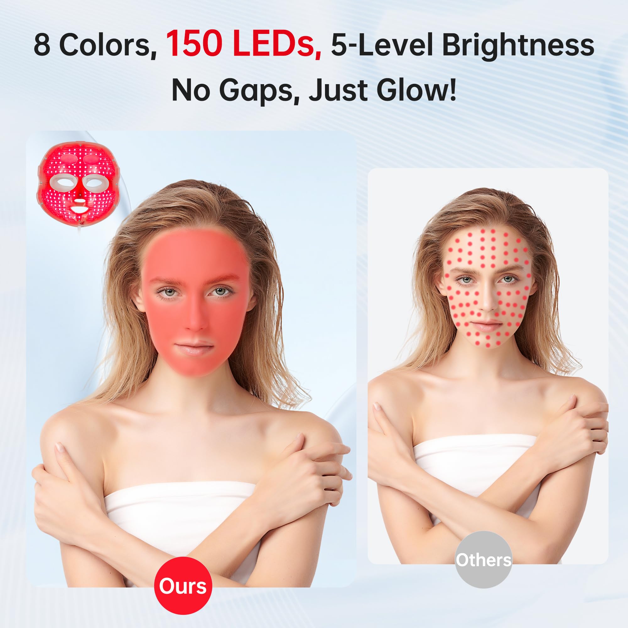 Masques WEETALL LED avec minuterie intégrée de 5 à 60 minutes.