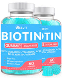 Gommes Weevit Biotine sans sucre, bouteille prête pour stimuler cheveux et ongles.