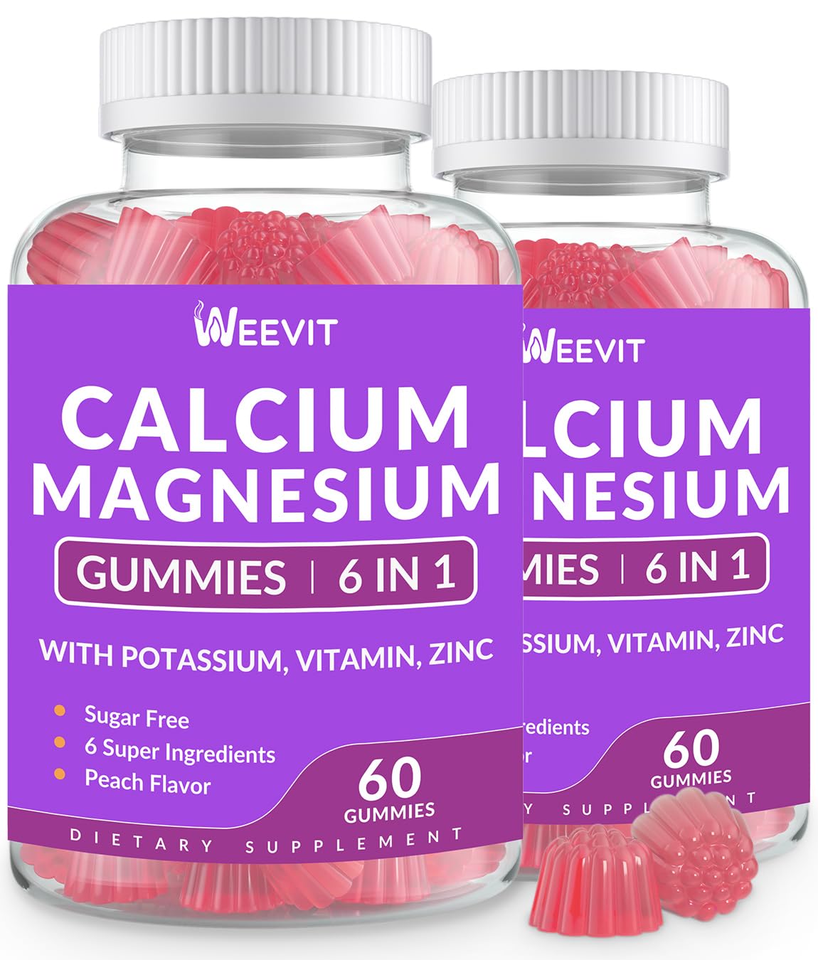 Weevit Calcium Gummies: bouteille, soutien possible des os et de la mobilité au quotidien.