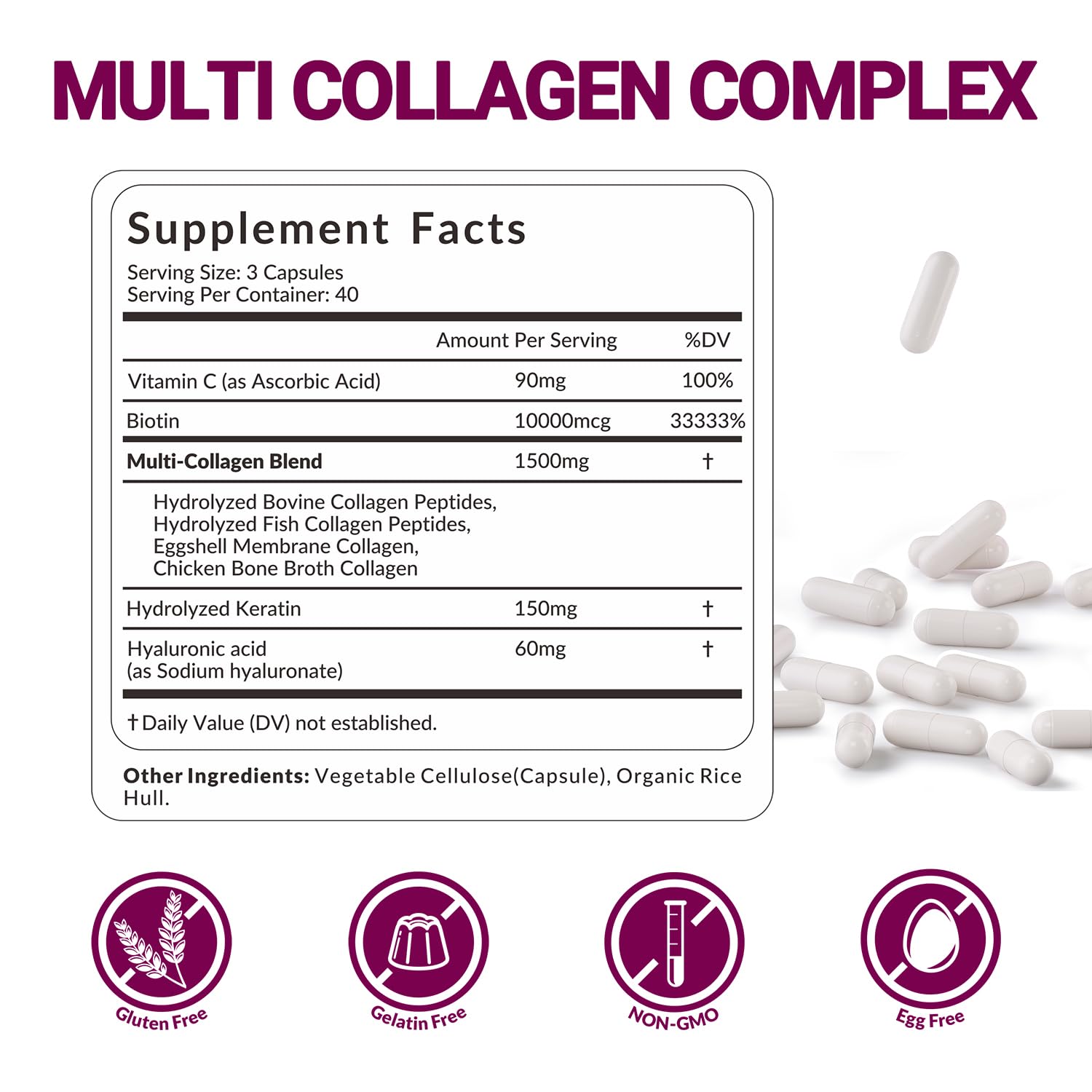 Weevit Collagen Peptides gélules pour cheveux et ongles renforcés.