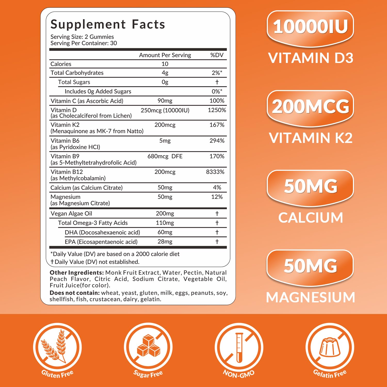 Gomme Weevit oméga-3 D3K2, soutien concentration et vitalité