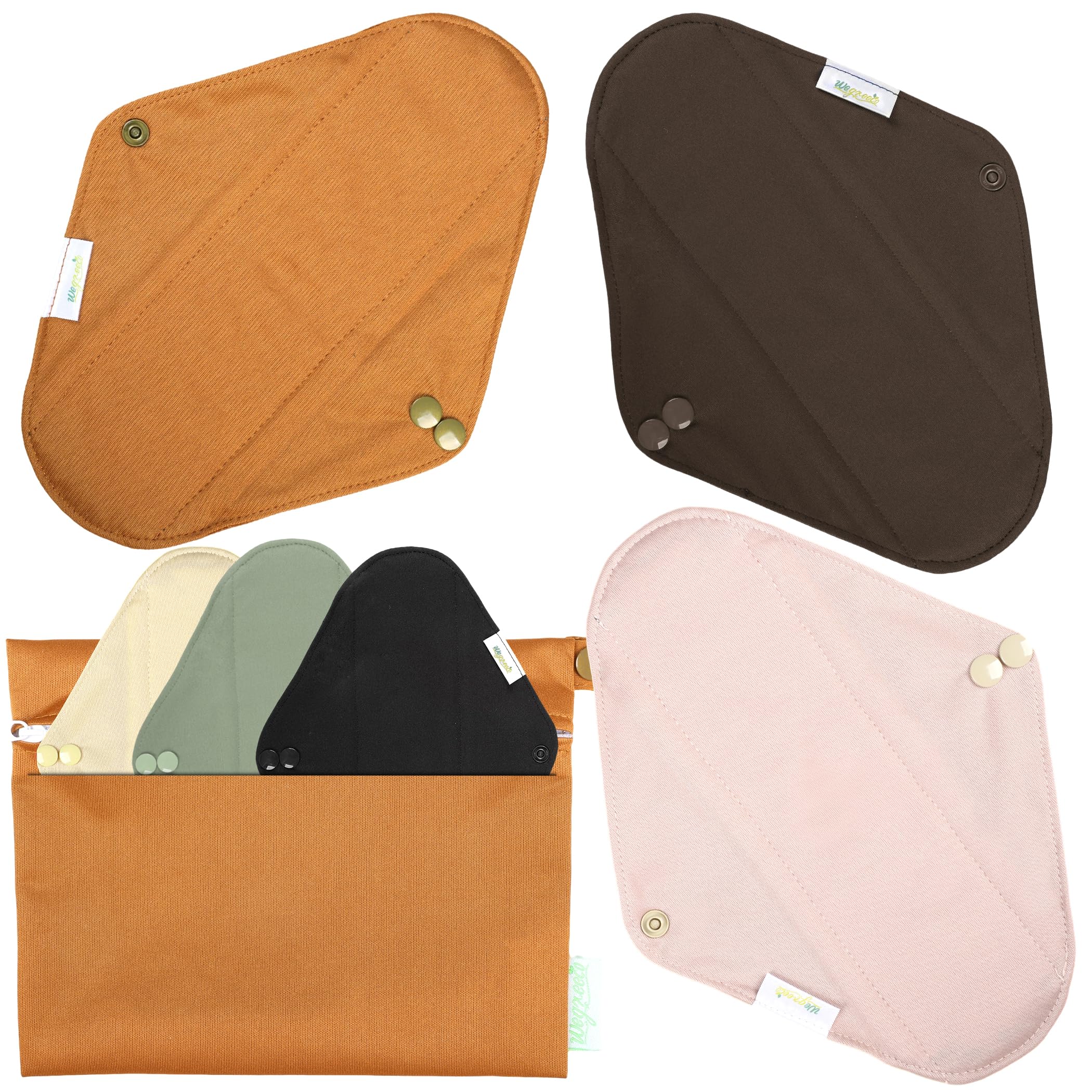 Wegreeco protections menstruelles en tissu, lot réutilisable de 6, pour absorption durable au quotidien.