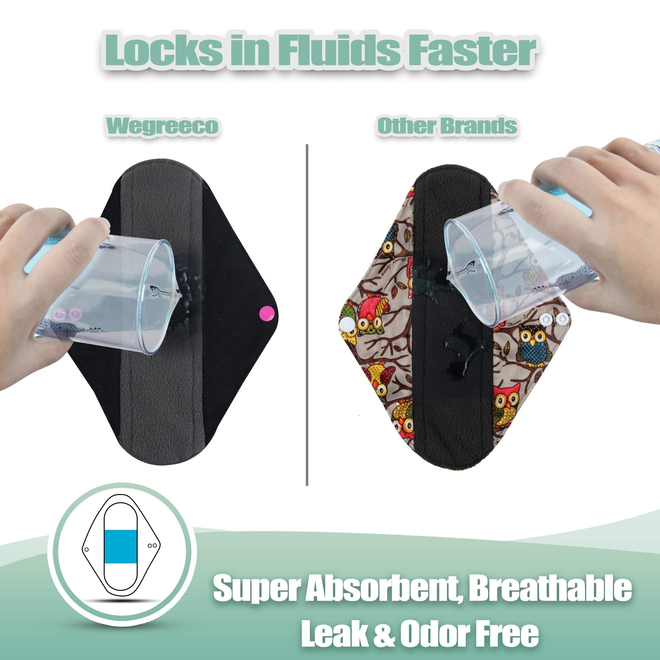 Wegreeco pad réutilisable avec fermeture, maintien sûr autour des sous-vêtements.