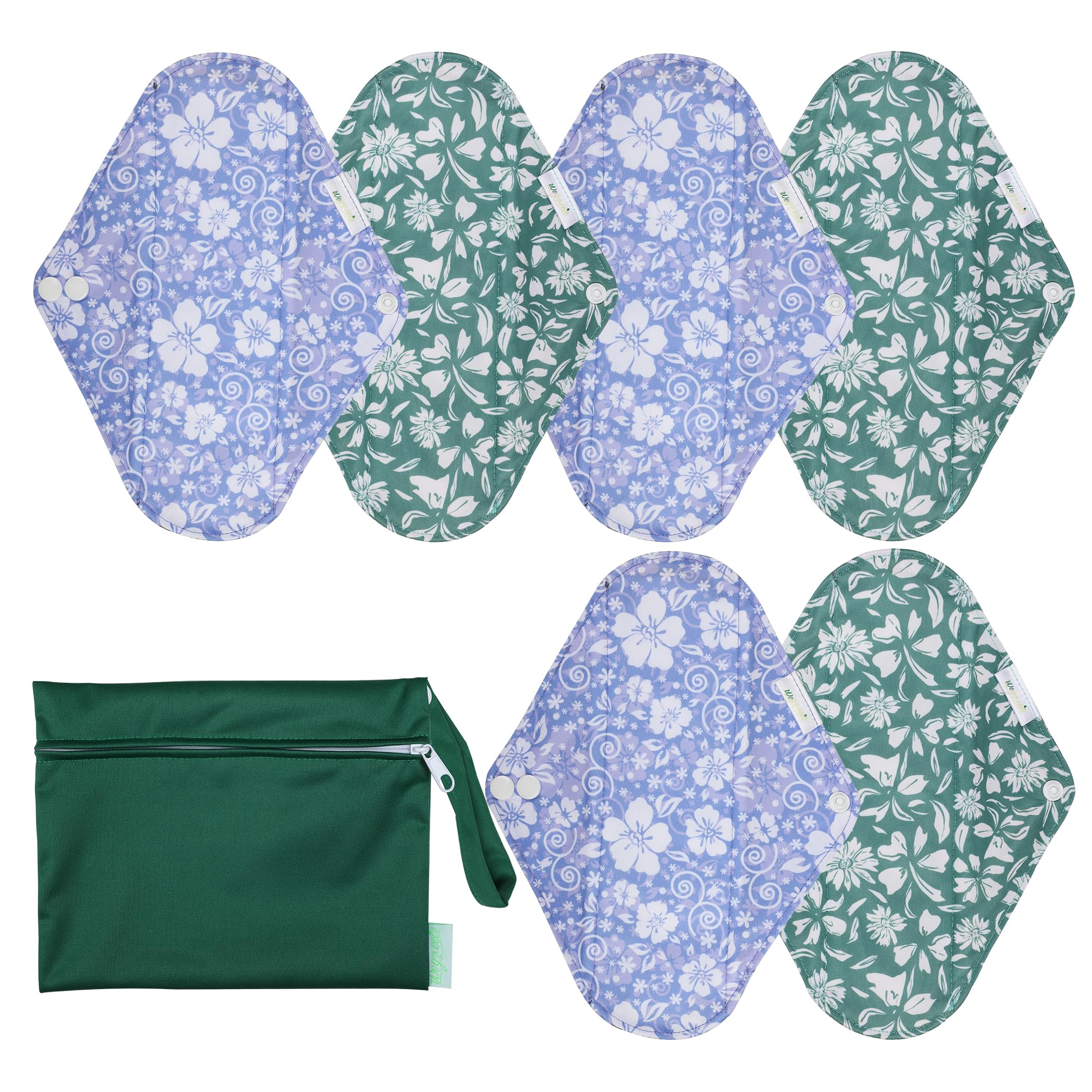 Serviettes Wegreeco réutilisables avec extérieur imperméable et motif fleur épanouie.