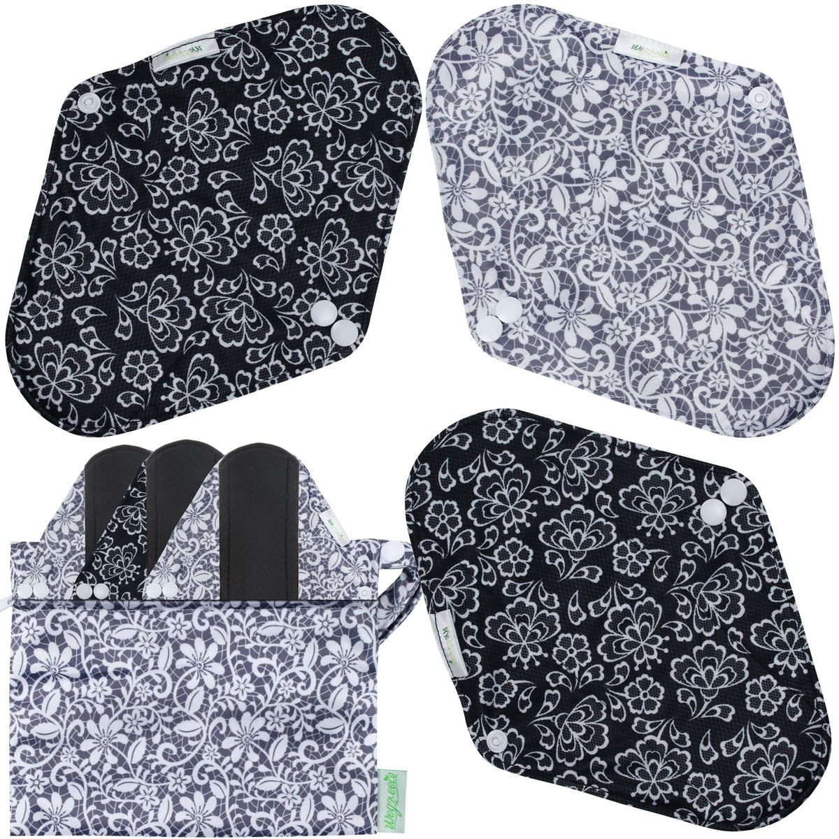 Wegreeco serviettes charbon pack 6, prêt-e pour un usage quotidien réutilisable.
