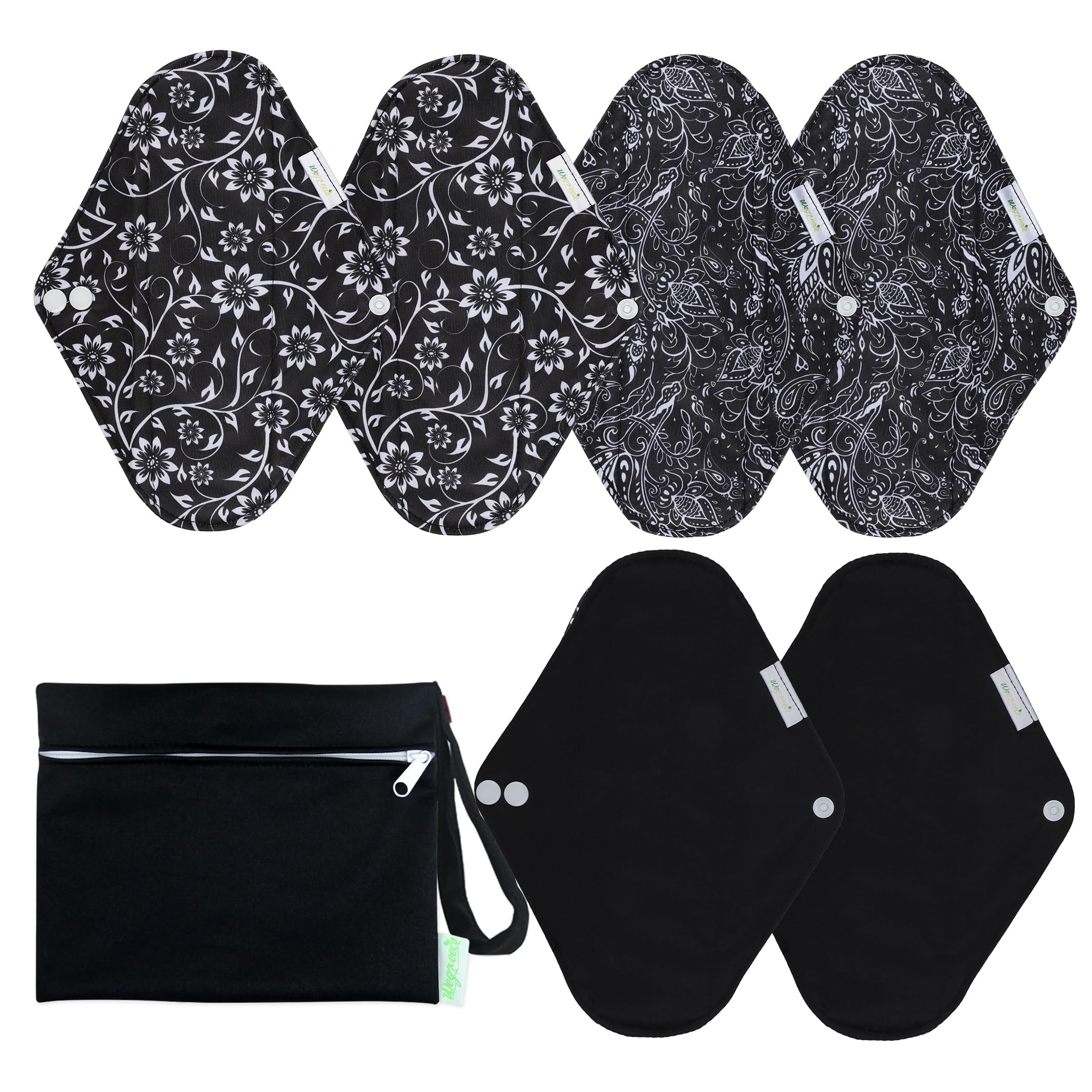 Wegreeco serviettes réutilisables - ensemble de 6 pads, protection fiable et durable.