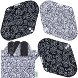 Wegreeco: serviettes réutilisables noir, impression extérieure, protection anti-fuite.