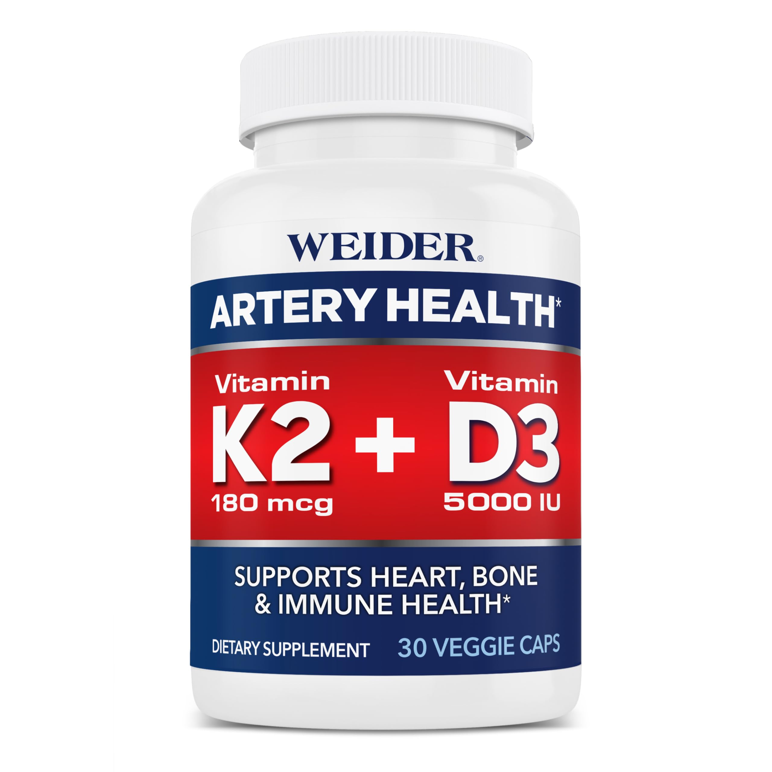 Bouteille Weider Artery Health vegan, présentation pratique pour suivre vos compléments.