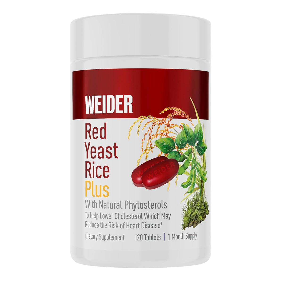 Weider Levure de riz rouge plus en bouteille, pratique au quotidien.