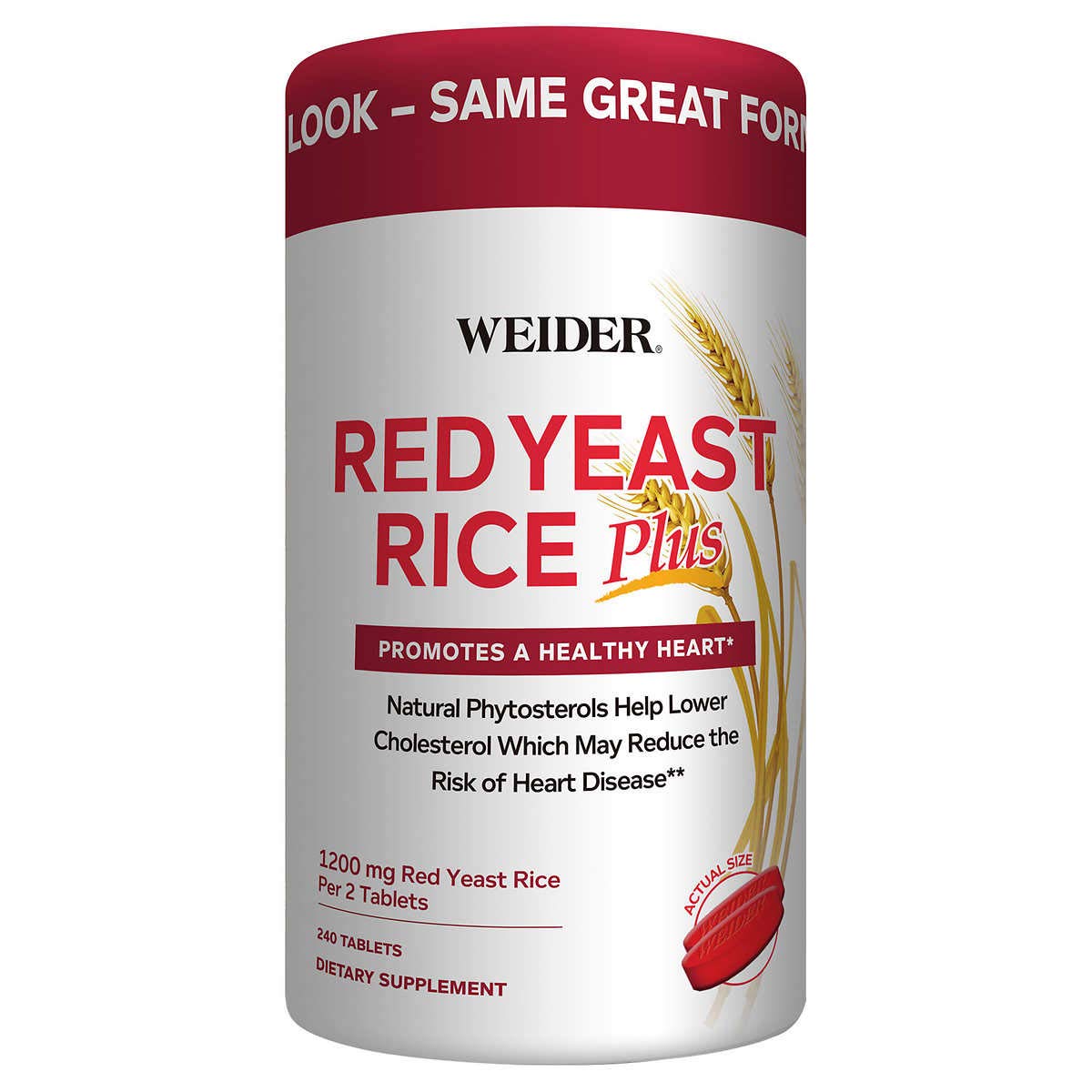 Weider Red Yeast Rice Plus – bouteille avec comprimés, soutien possible du cholestérol sain
