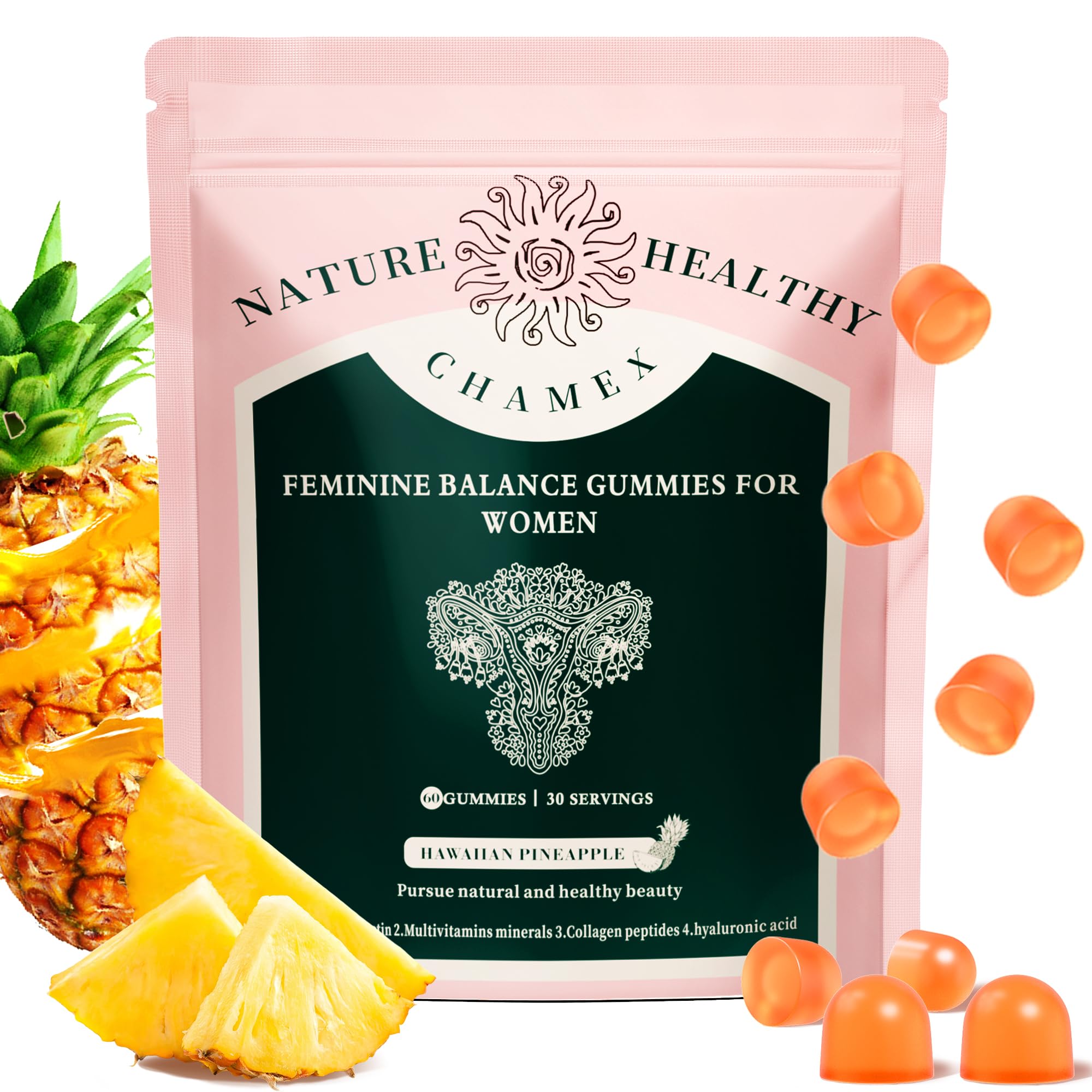 Weigloce gommes équilibre féminin saveur ananas hawaïen pour rituel quotidien frais