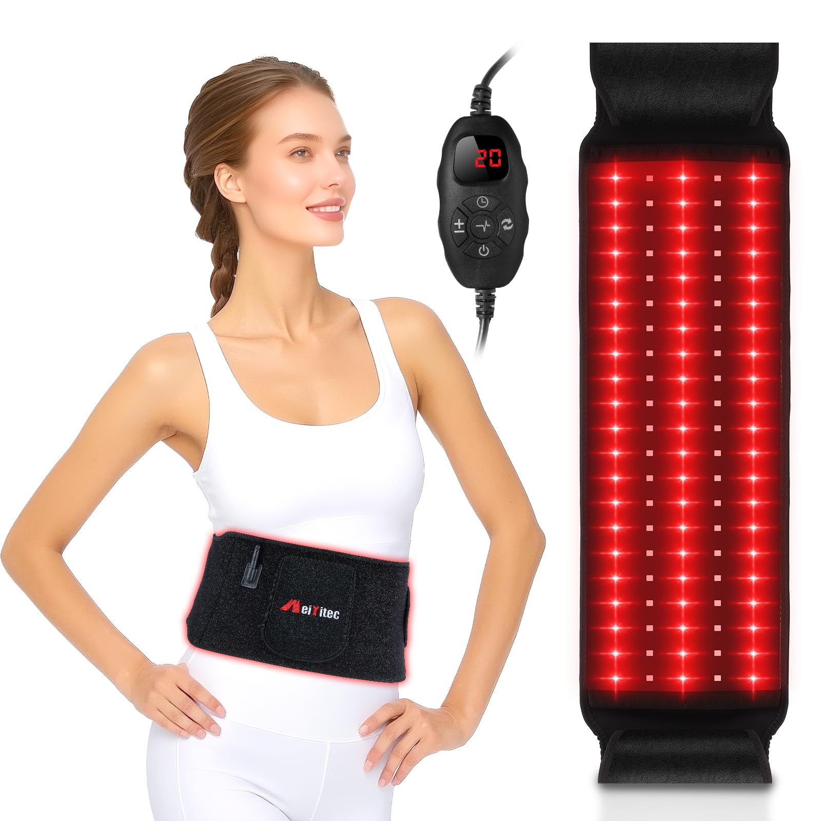 Weiyitec ceinture thérapie lumière rouge 660nm et 850nm pour détente musculaire