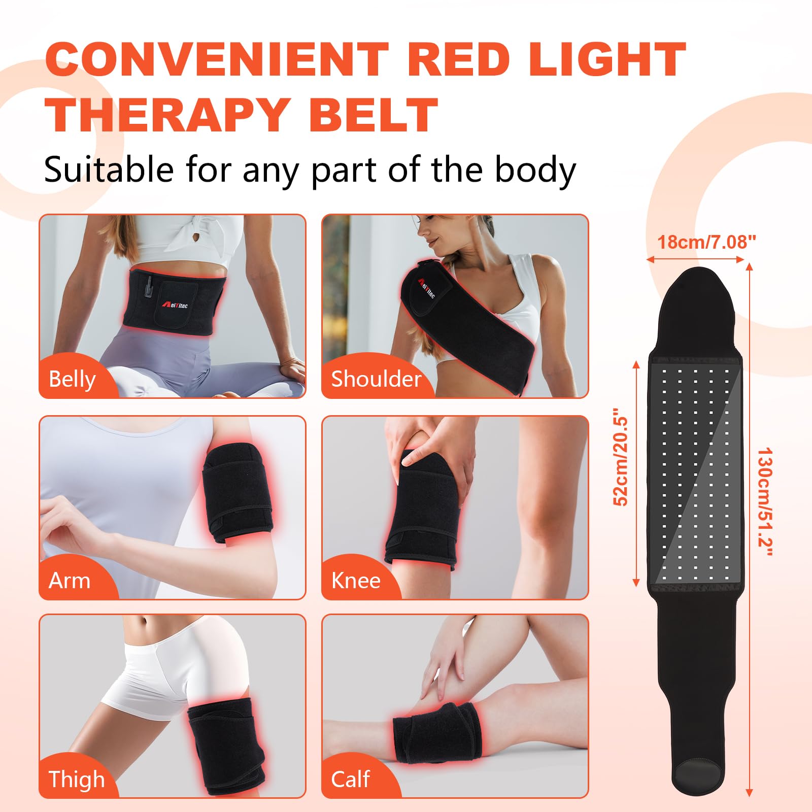 Weiyitec thérapie lumineuse 660nm/850nm sur ceinture pour confort quotidien