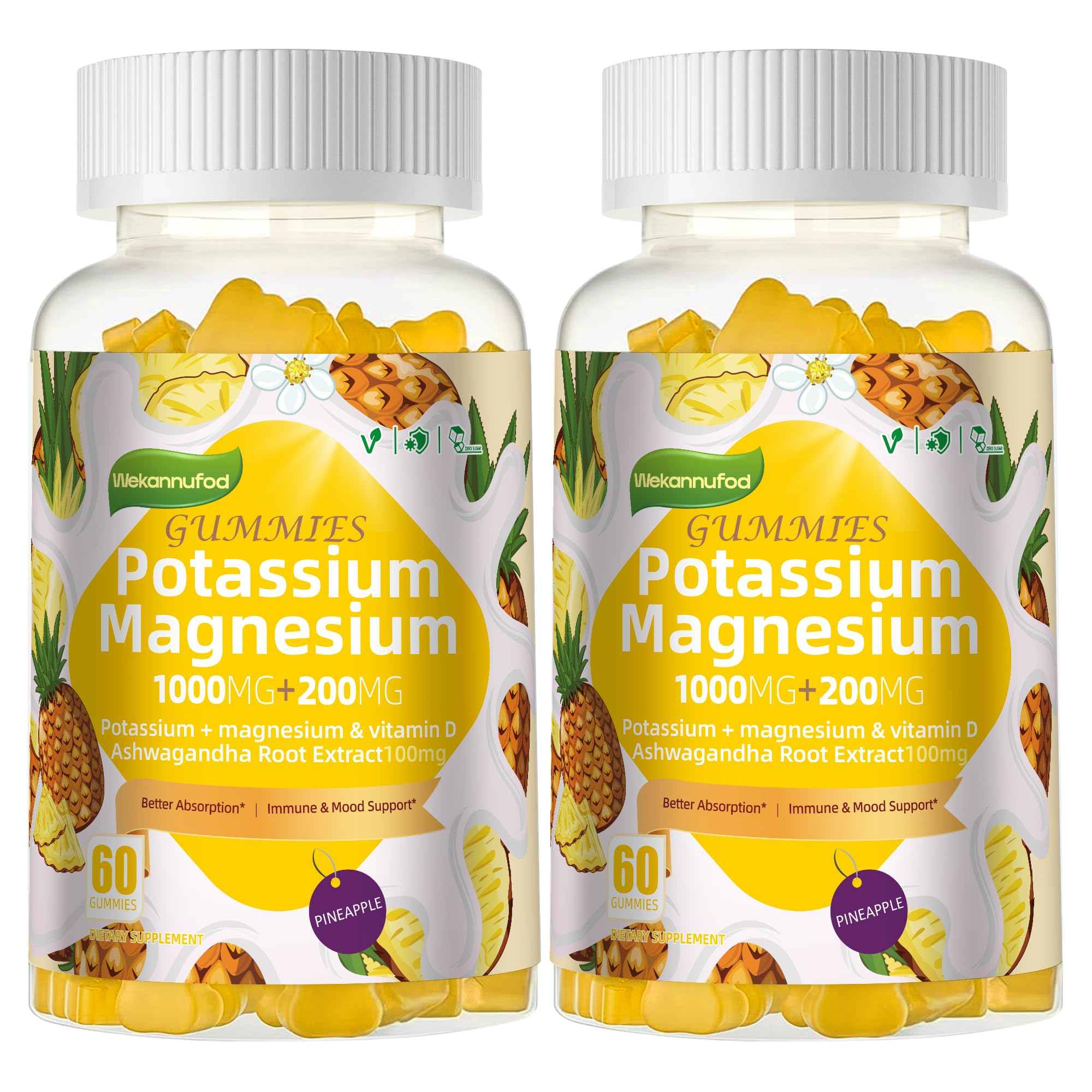 Wekannufod bonbons gélifiés Potassium Magnésium en bouteille, prise facile au quotidien.