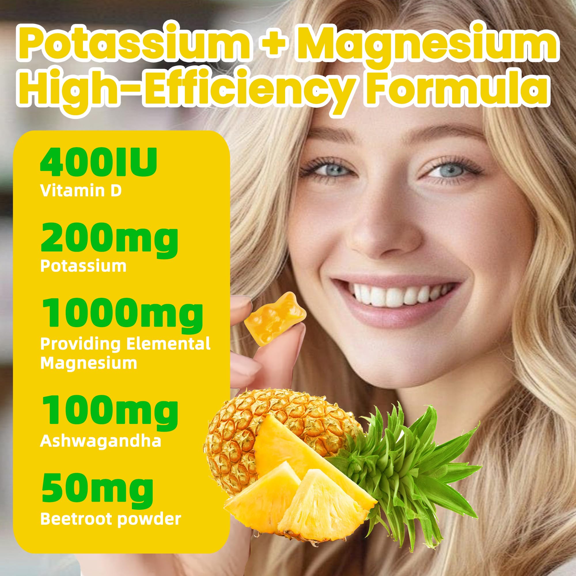 Wekannufod bonbons gélifiés Potassium Magnésium saveur ananas, plaisir sans compromis.