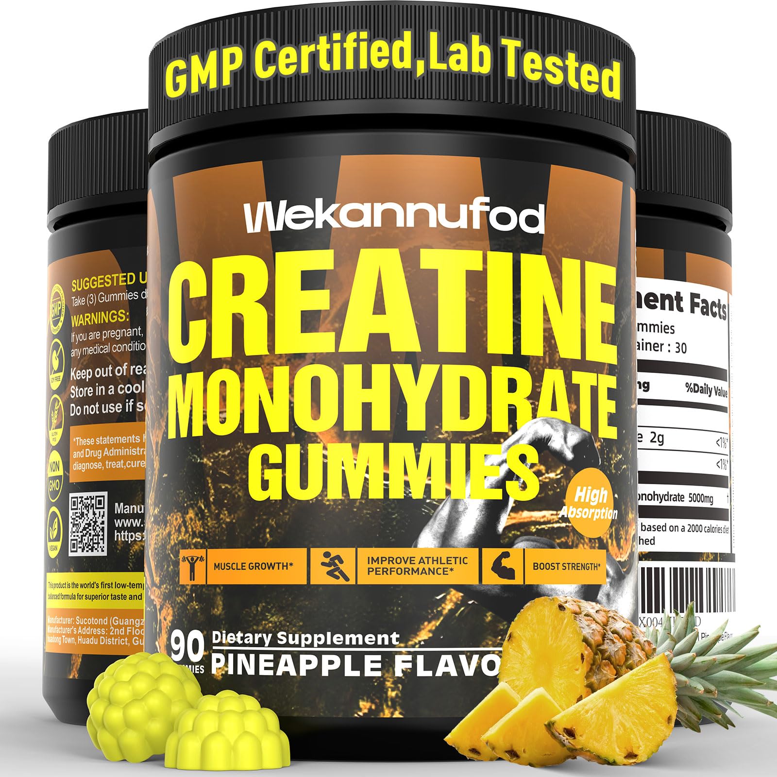 Gommes Wekannufod Créatine Monohydrate – emballage clair et pratique.