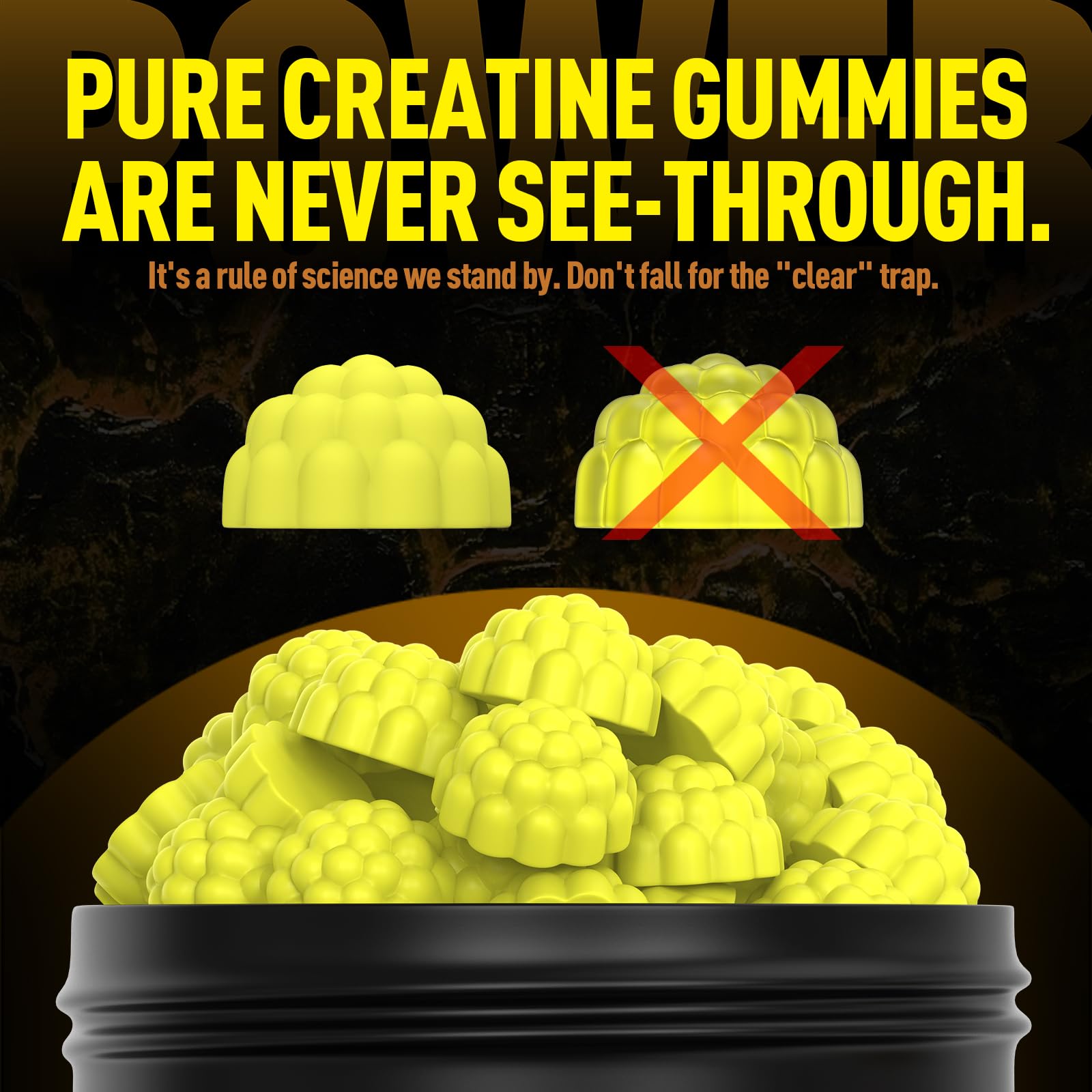 Étiquette lisible Wekannufod Créatine Monohydrate Gummies pour choix rapide.