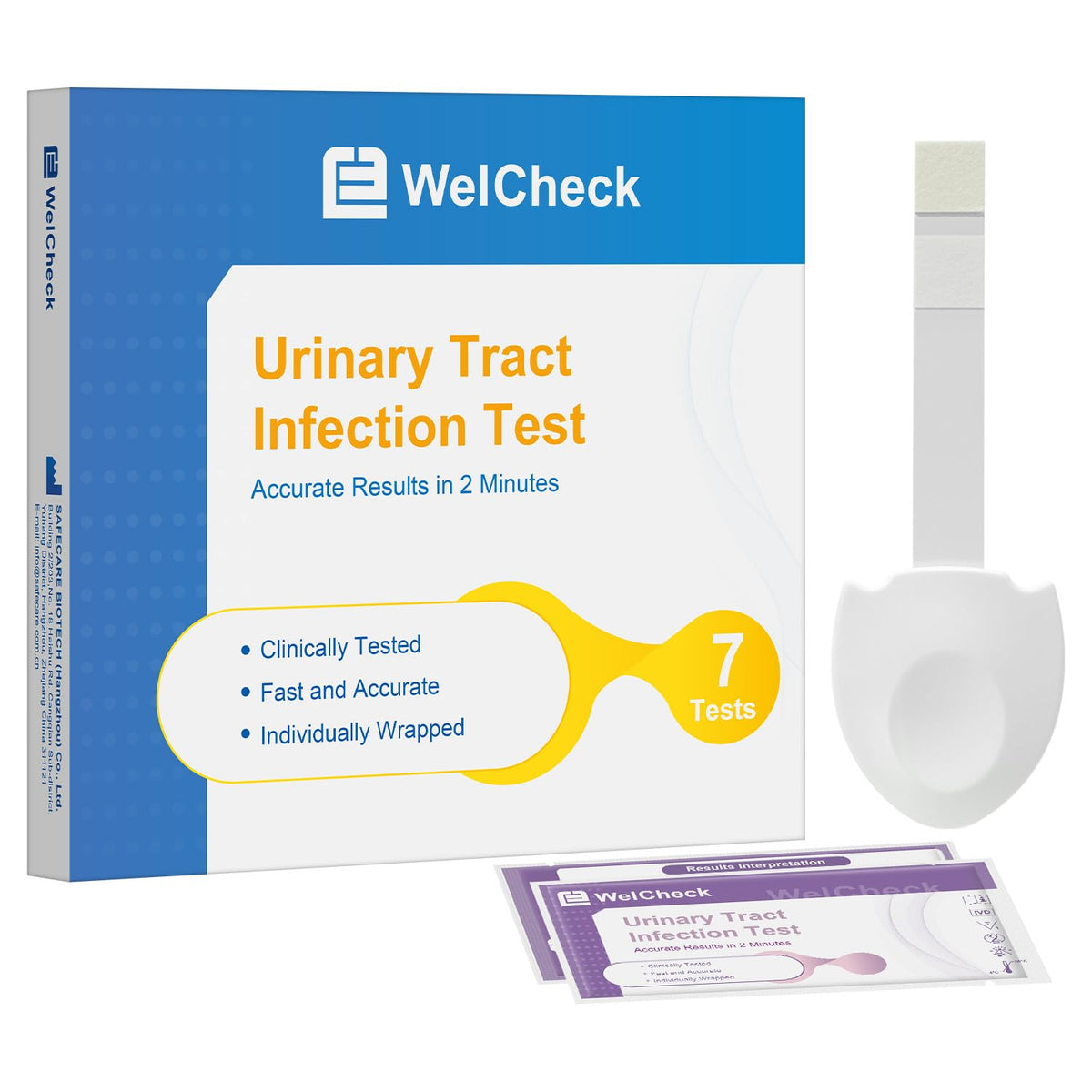 WelCheck UTI bandelettes 7-pack, résultats rapides et fiables à domicile