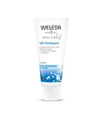 Weleda dentifrice au sel marin sur brosse à dents, fraîcheur durable.
