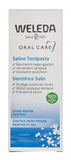 Weleda dentifrice au sel naturel, étiquette et ingrédients naturels.