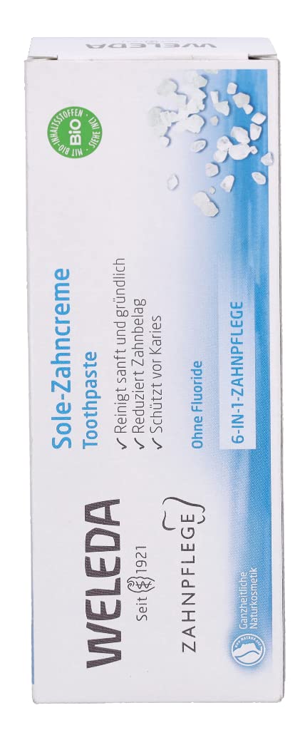 Weleda dentifrice au sel naturel, utilisation quotidienne et brossage recommandé.