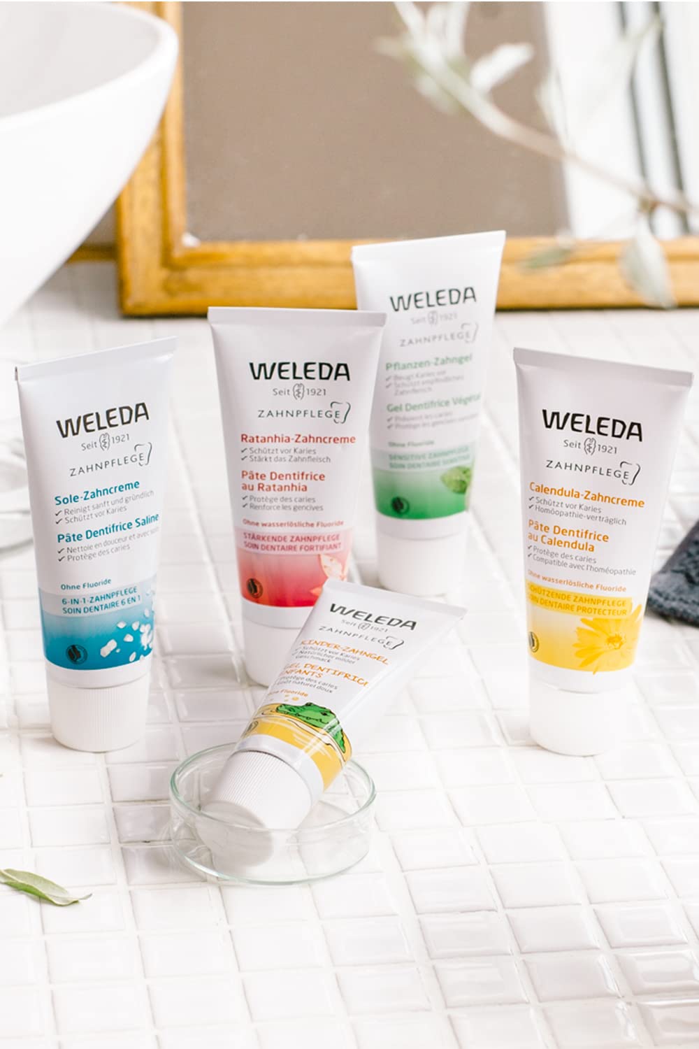 Weleda Ratanhia dentifrice, routine brossage, affirme une bouche fraîche et sans plaque.
