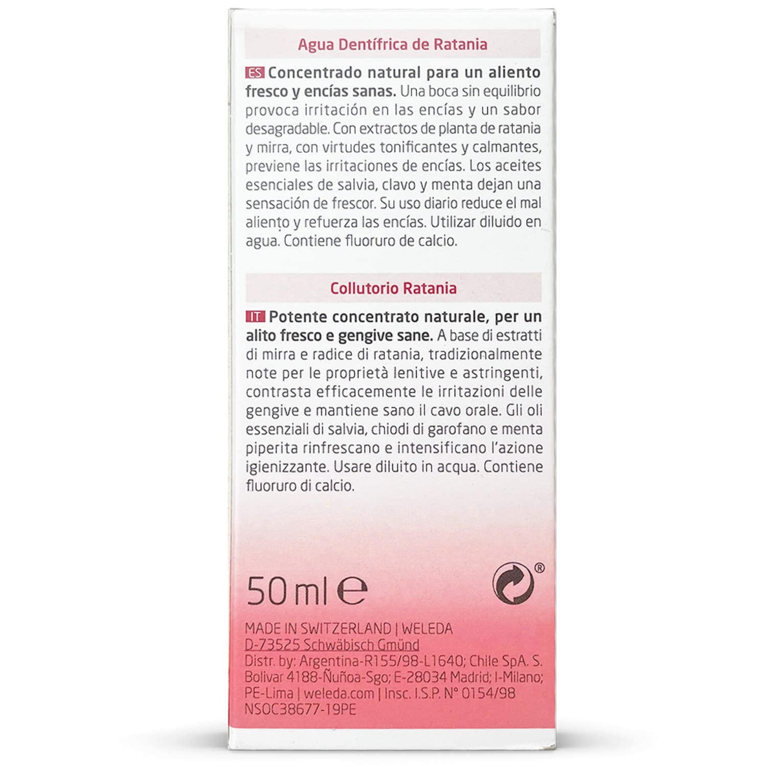 Le rince-bouche Weleda 50 ml affiche une étiquette claire et naturelle.