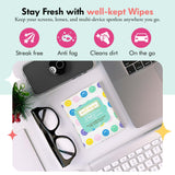 Lingettes Well-Kept sans traces pour lunettes et ecrans, usage quotidien