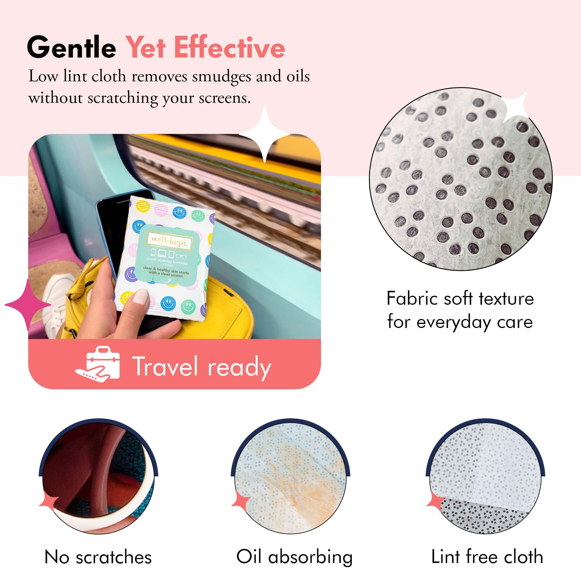 Lingettes Well-Kept transport compactes, ideales en voyage et bureau