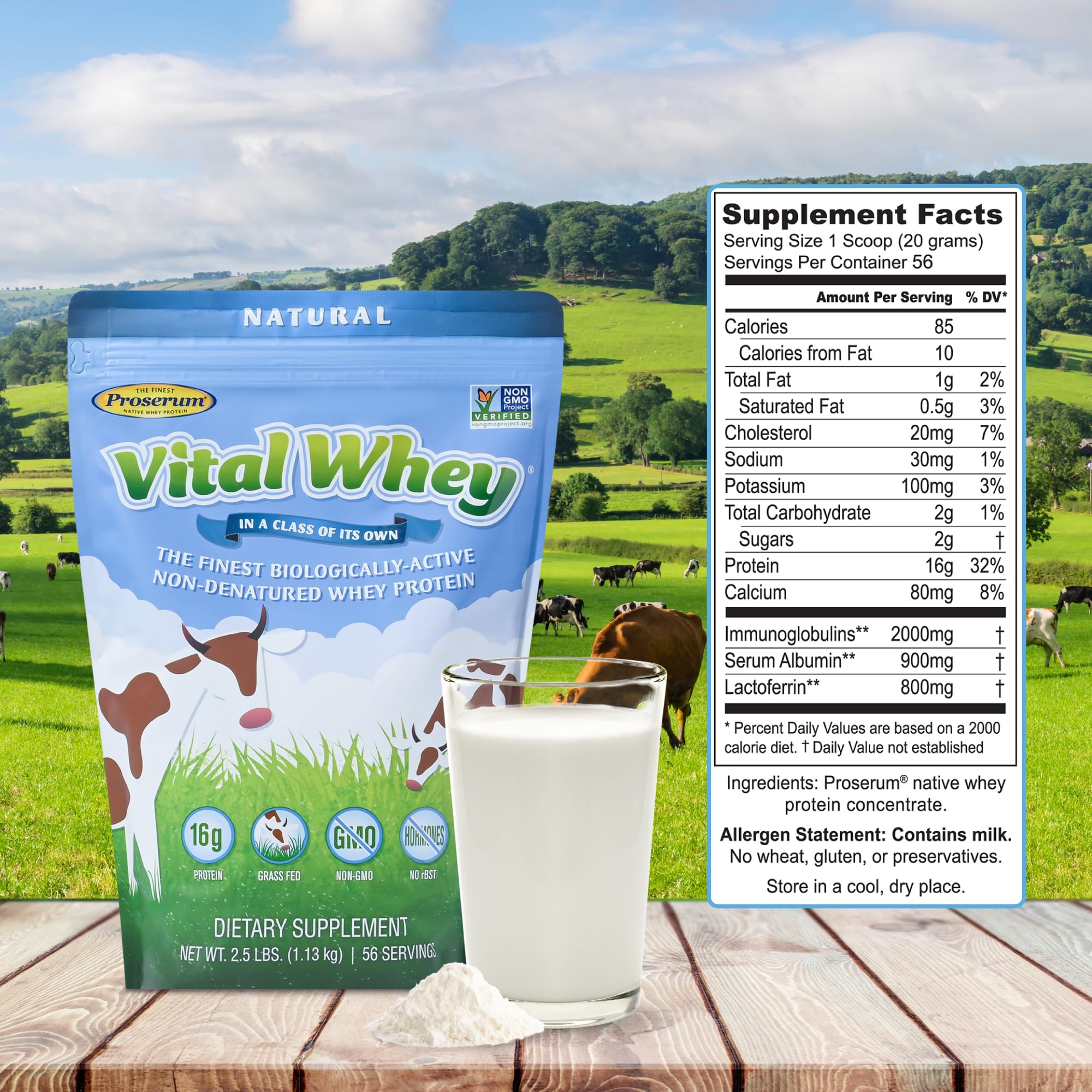 Vital Whey ingrédients-naturels, sans gluten et additifs