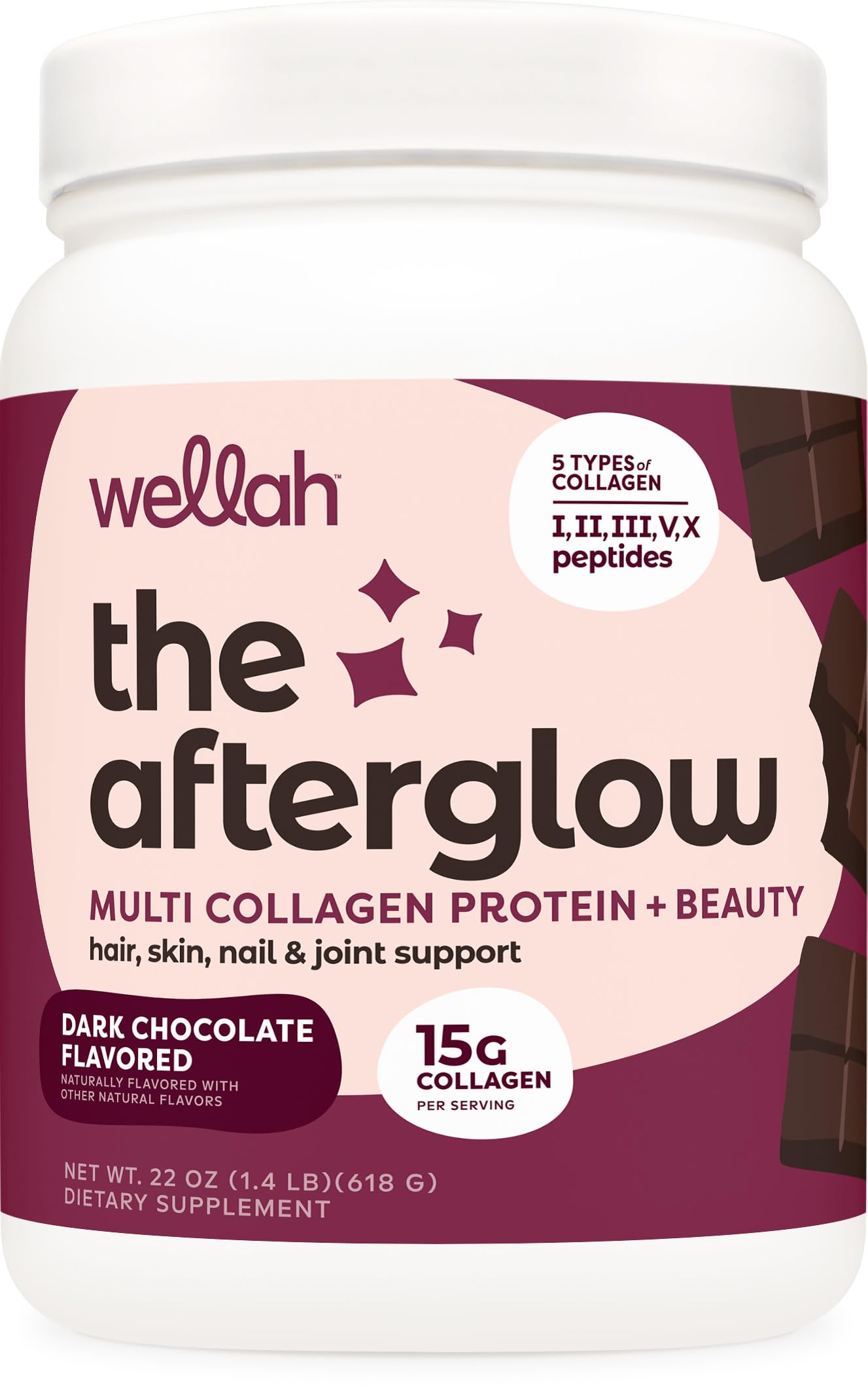 Wellah Afterglow, bouteille 30 portions, pratique pour la routine quotidienne.