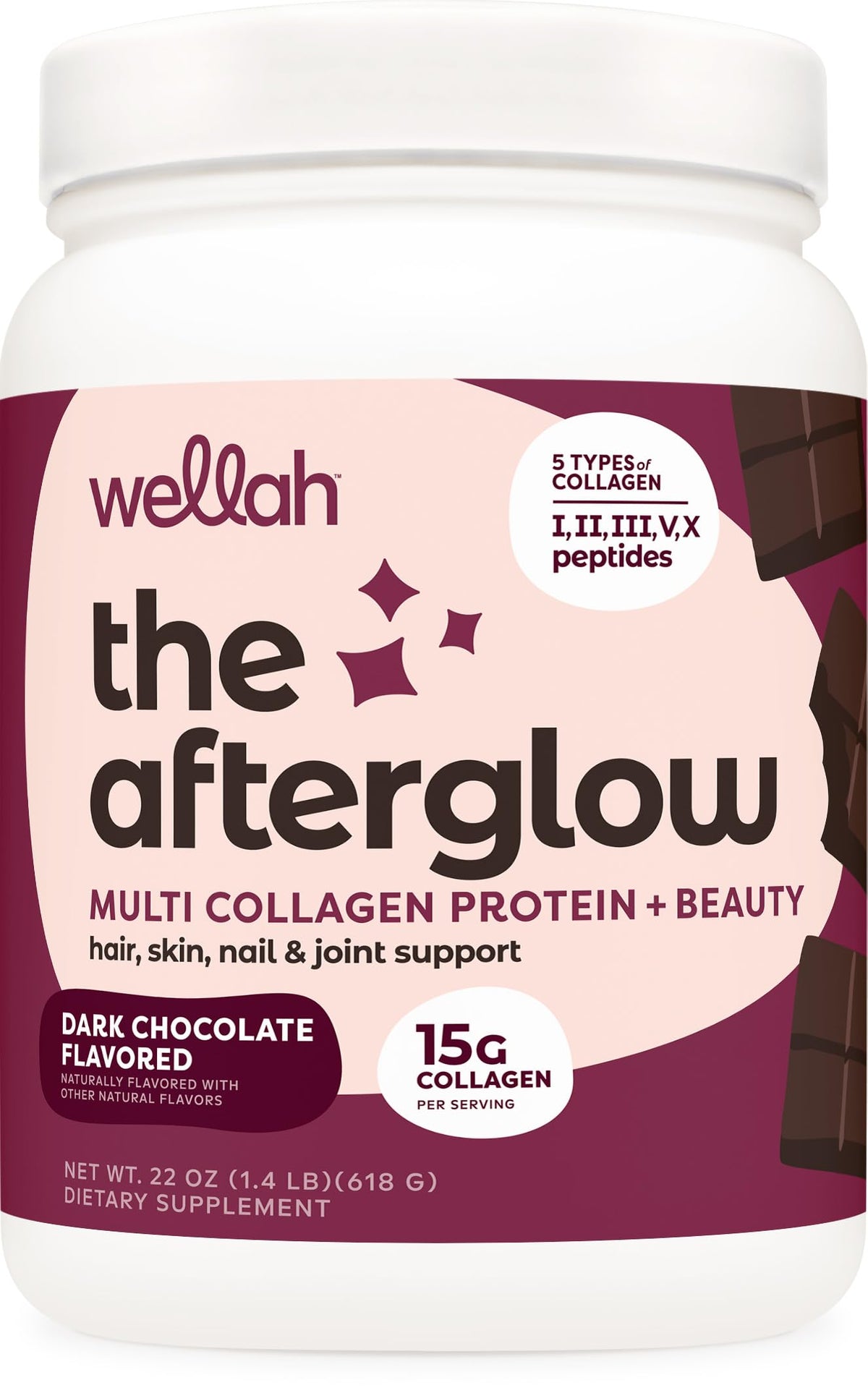 Wellah Afterglow, bouteille 30 portions, pratique pour la routine quotidienne.