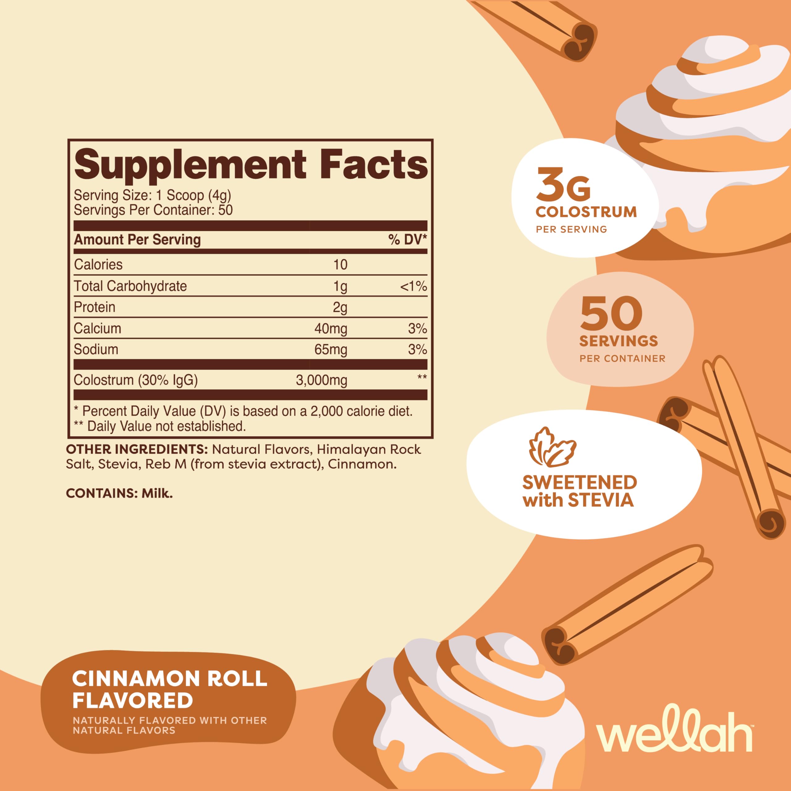Doseur Wellah Colostrum Cinnamon Roll, prise facile et pratique.