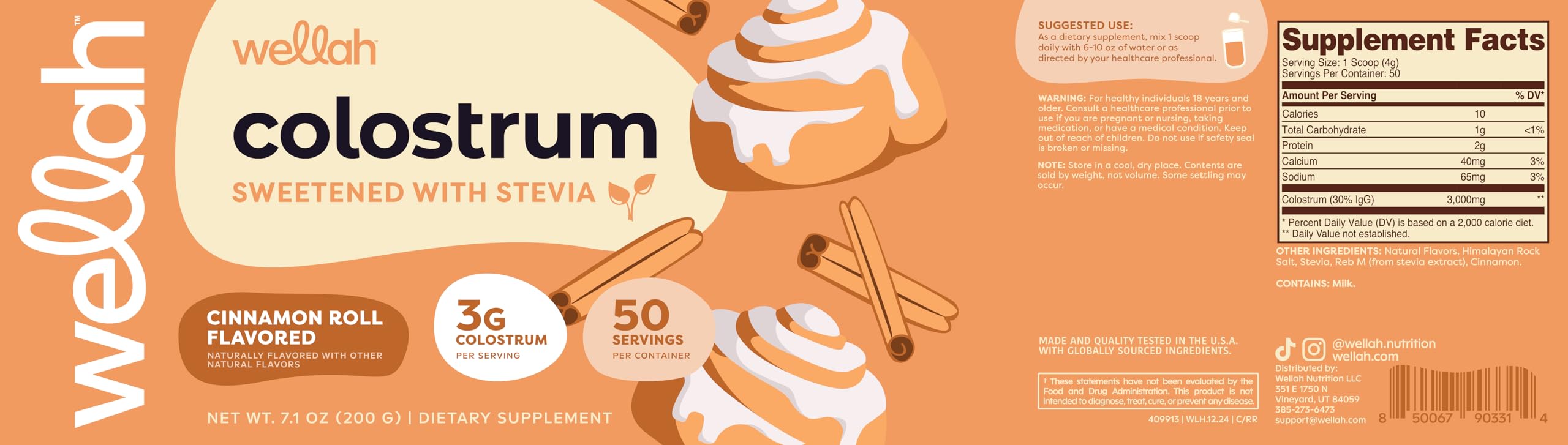 Wellah Colostrum Cinnamon Roll, préparation rapide dans un verre.
