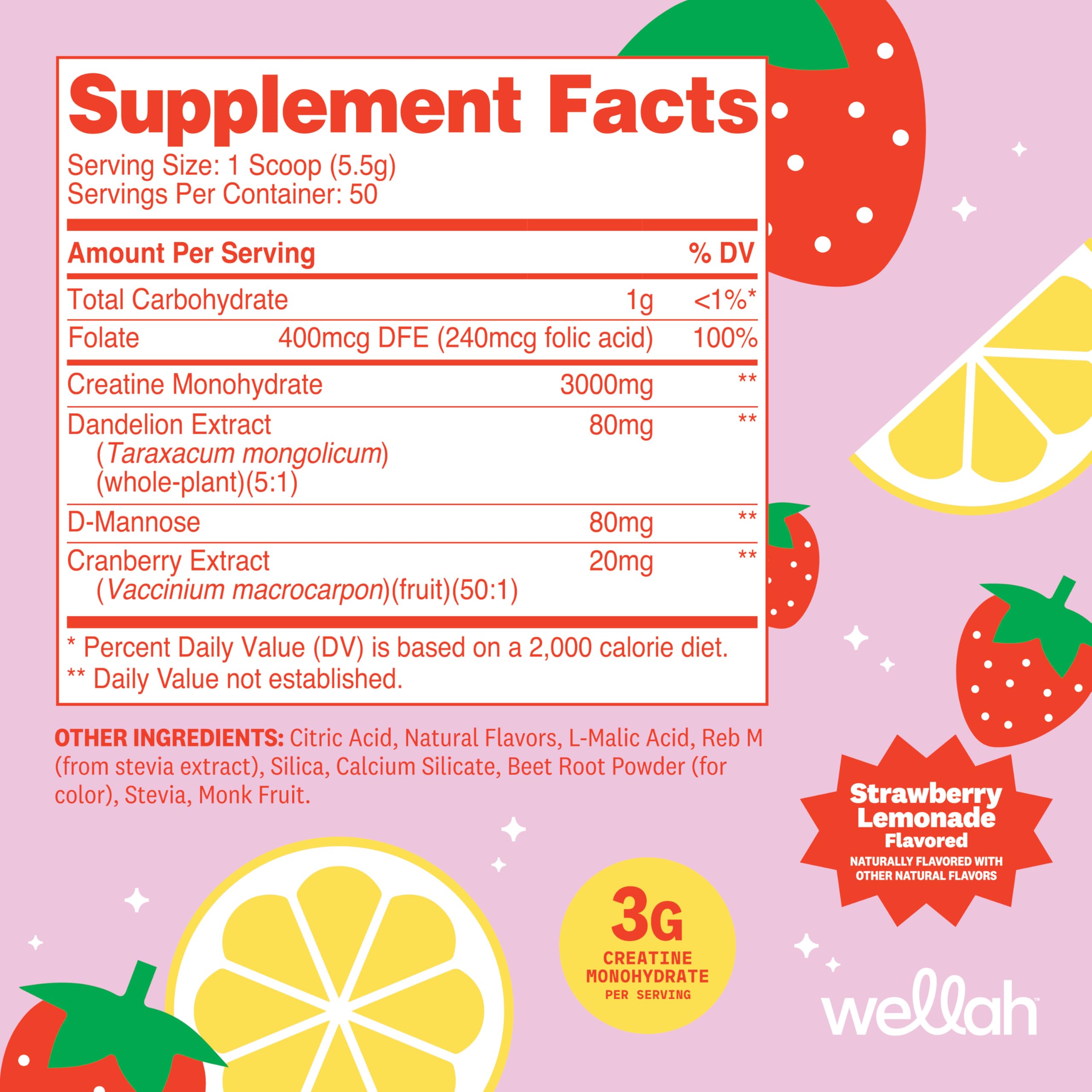 Bouteille Wellah Creatine, 50 portions, format pratique pour chaque séance.