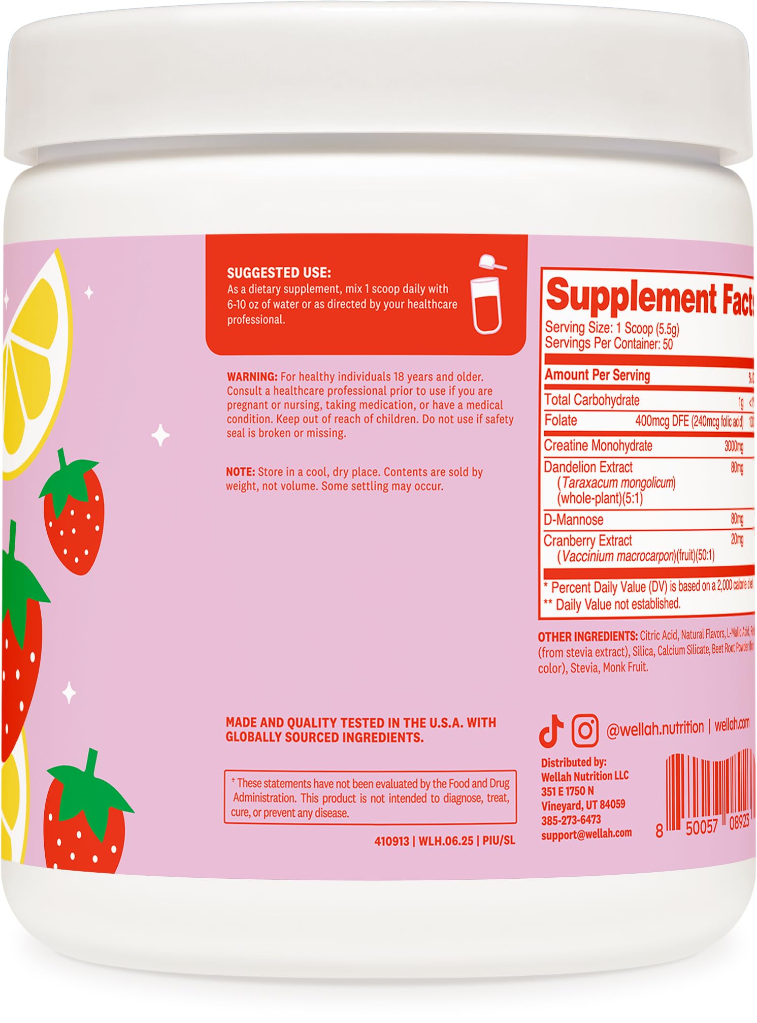 Cuillère-doseuse Wellah Creatine facilitant le dosage précis et régulier.