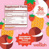 Wellah Créatine pour femmes, doseuse en poudre, utilisation simple après l’exercice.