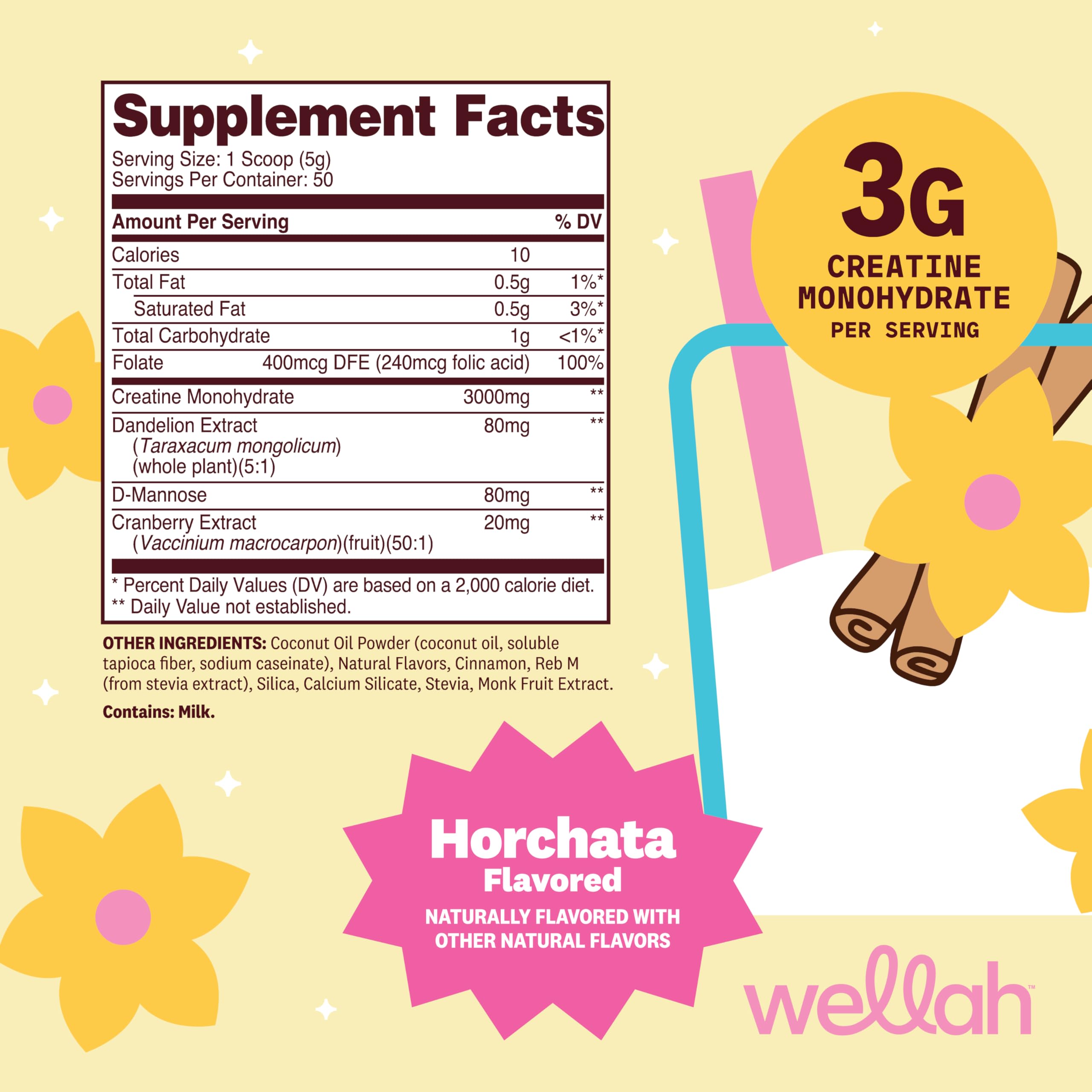 Wellah Créatine pour femmes Horchata — doseur pratique et dosage précis.