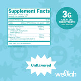Poudre Wellah Creatine pour femmes sans goût à dissoudre facilement.
