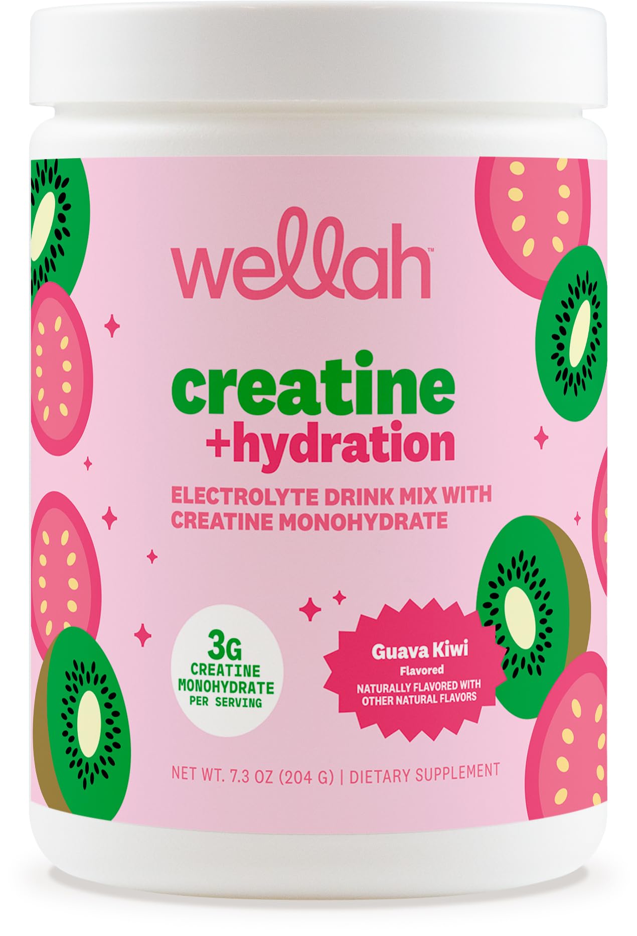 Wellah Créatine et Hydratation, dose goyave-kiwi, pratique et rafraîchissant.