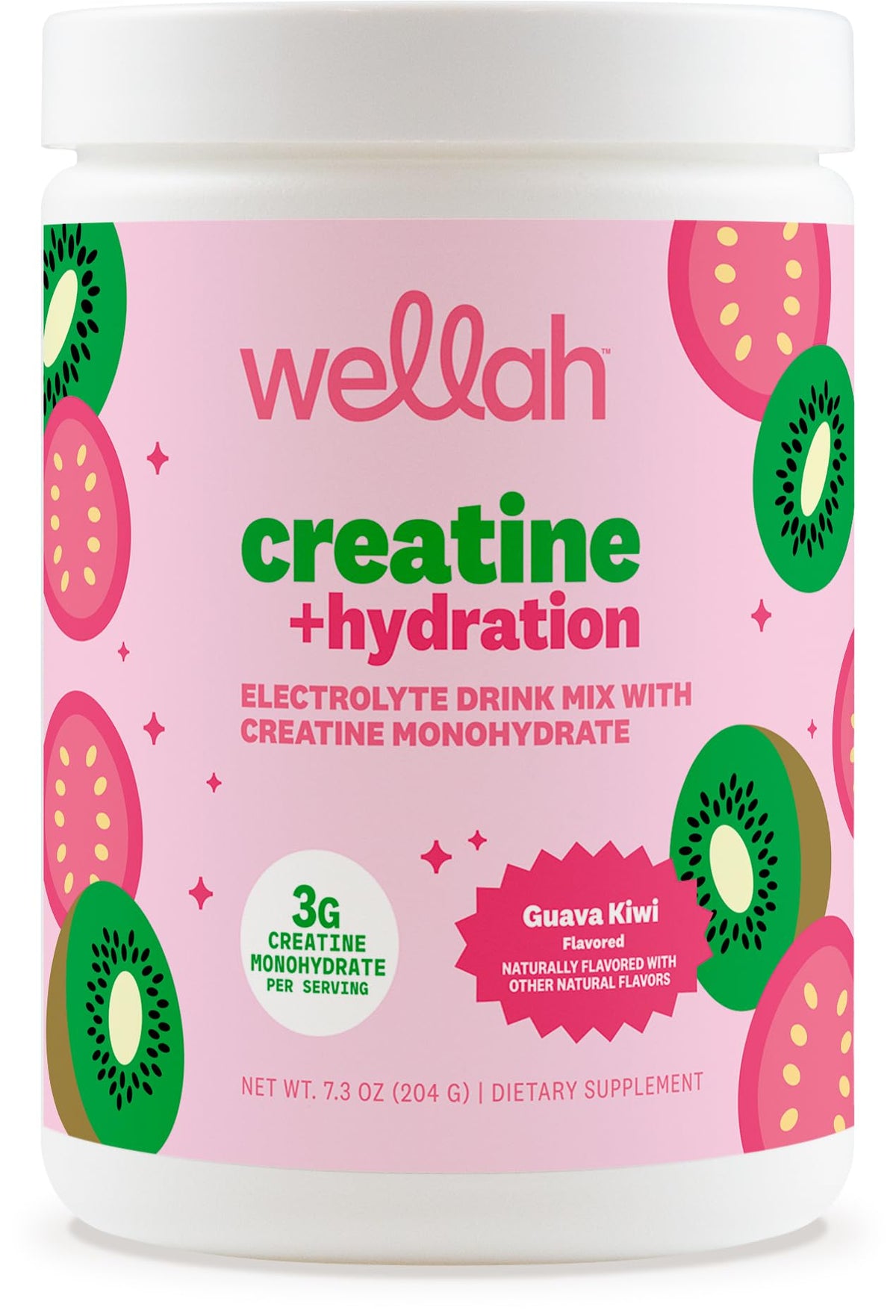 Wellah Créatine et Hydratation, dose goyave-kiwi, pratique et rafraîchissant.