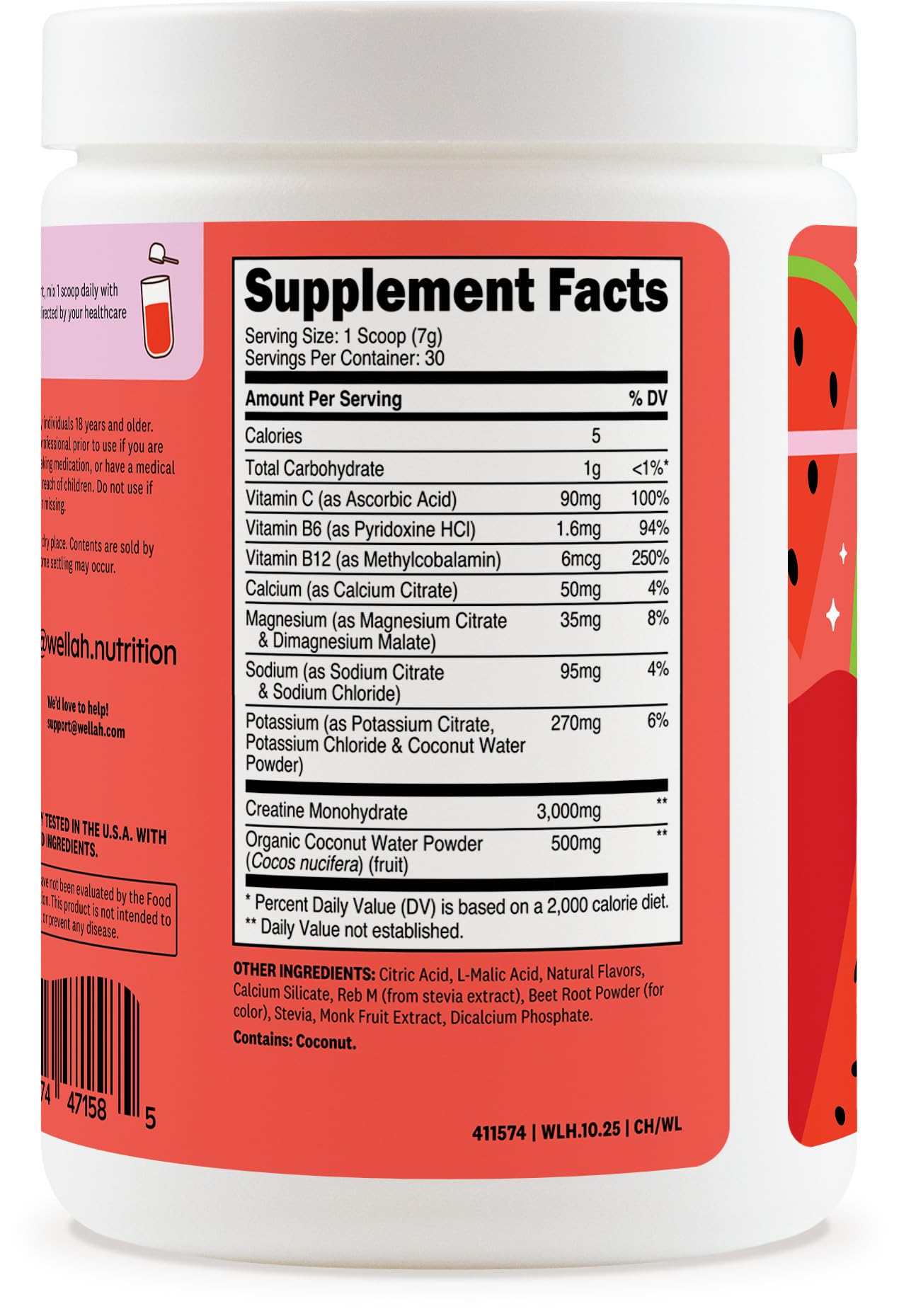 Boîte Wellah Créatine Hydratation – 30 portions, pratique pour les sessions quotidiennes.