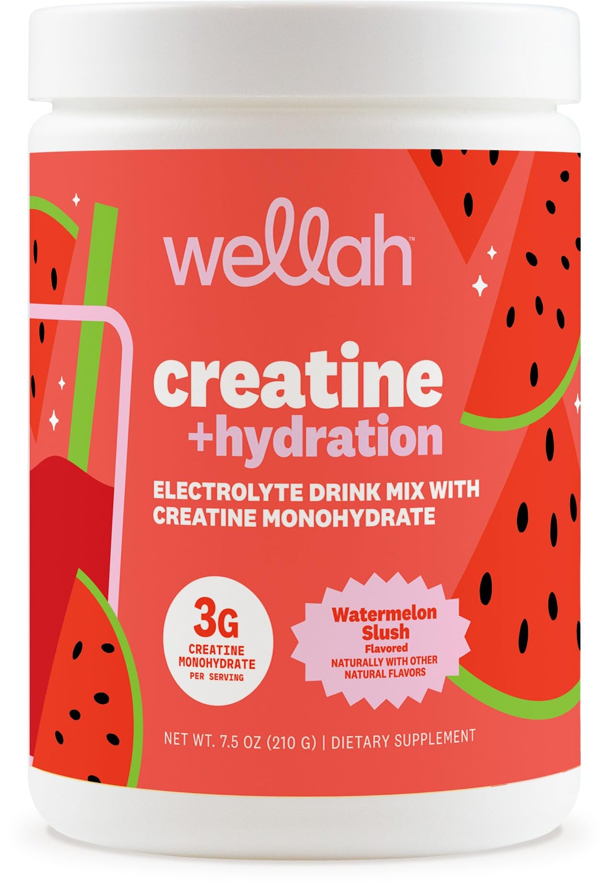 Wellah Créatine Hydratation – bouteille de 30 portions, soutien potentiel à l’entraînement.