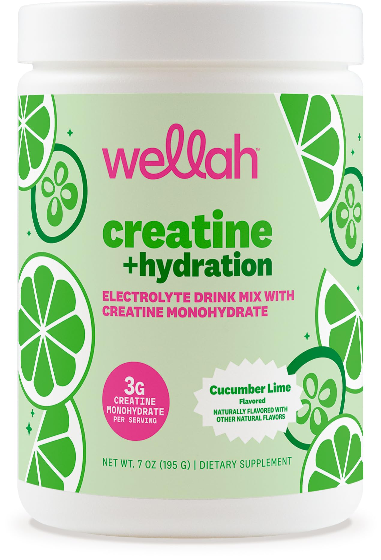 Wellah Creatine + Hydration, bouteille goût concombre citron vert prête pour l'entraînement