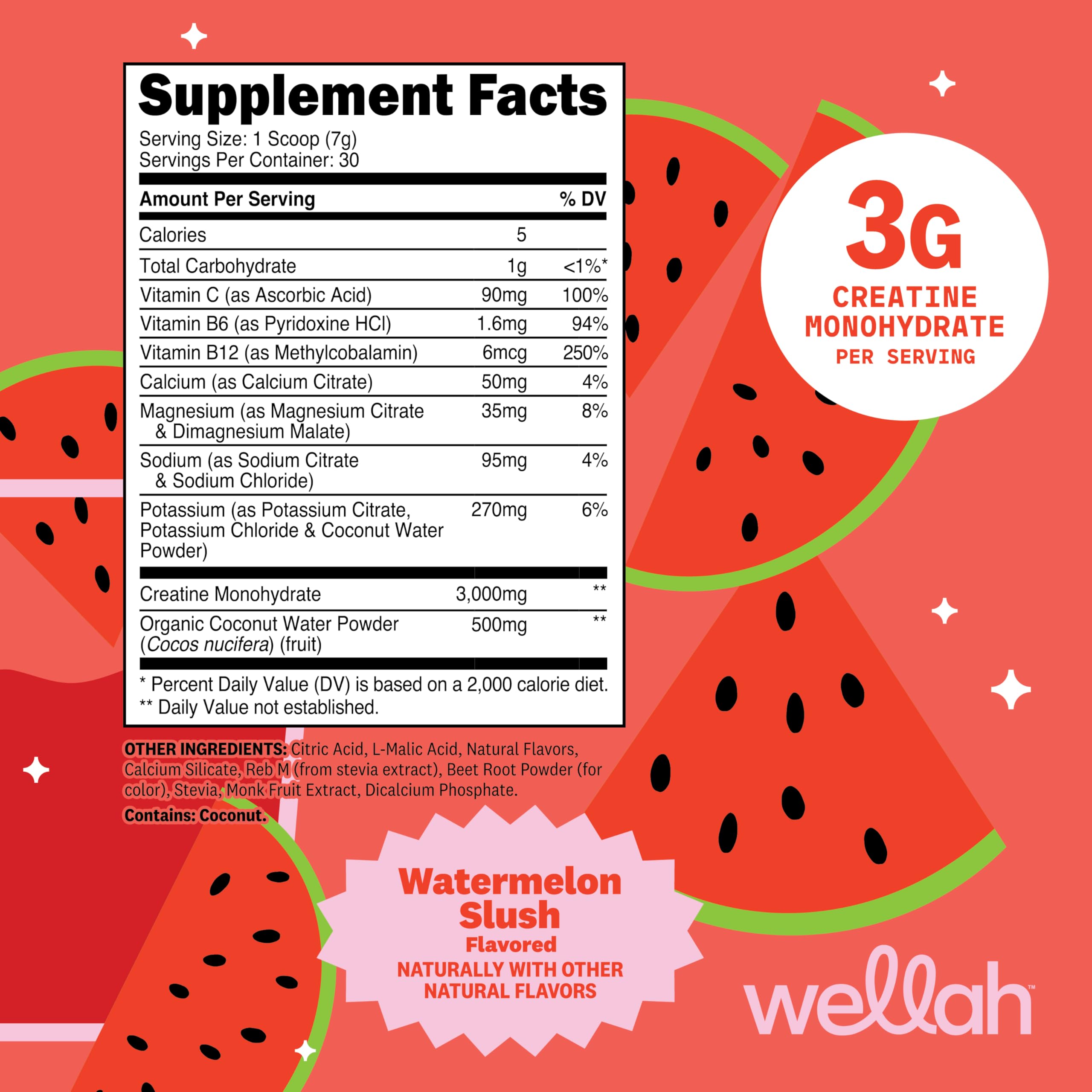 Wellah Créatine Hydratation – poudre prête à se dissoudre dans l’eau pour l’hydratation.