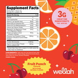 Wellah Creatine + Hydration Fruit Punch, scoop mesuré prêt, facilite l hydratation et la récupération.