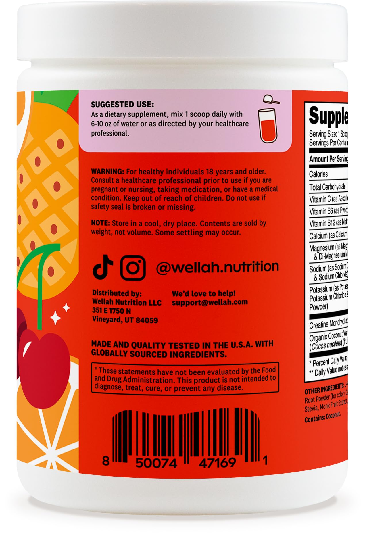 Wellah Creatine + Hydration Fruit Punch, préparation dans le shaker, goût fruité et rafraîchissant.