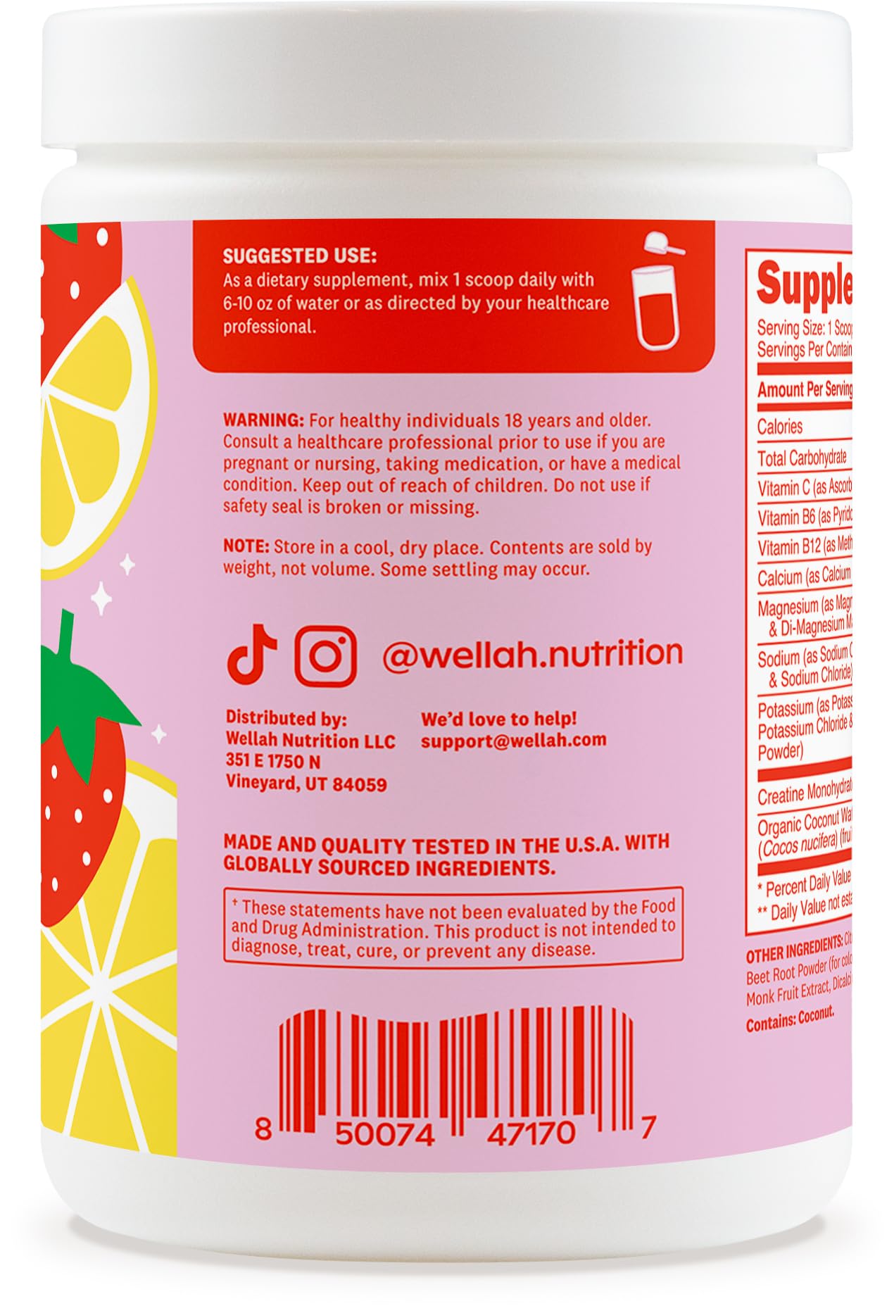 Wellah Creatine + Hydration, mélange homogène et facile à boire après l'effort.