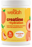 Wellah Créatine Hydration en bouteille pêche-mangue, idéal pour l'hydratation lors de l'entraînement.